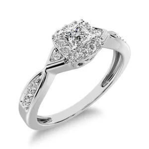 10K White Gold Princess Cut Diamond 1/5 CTW Engagement Ring