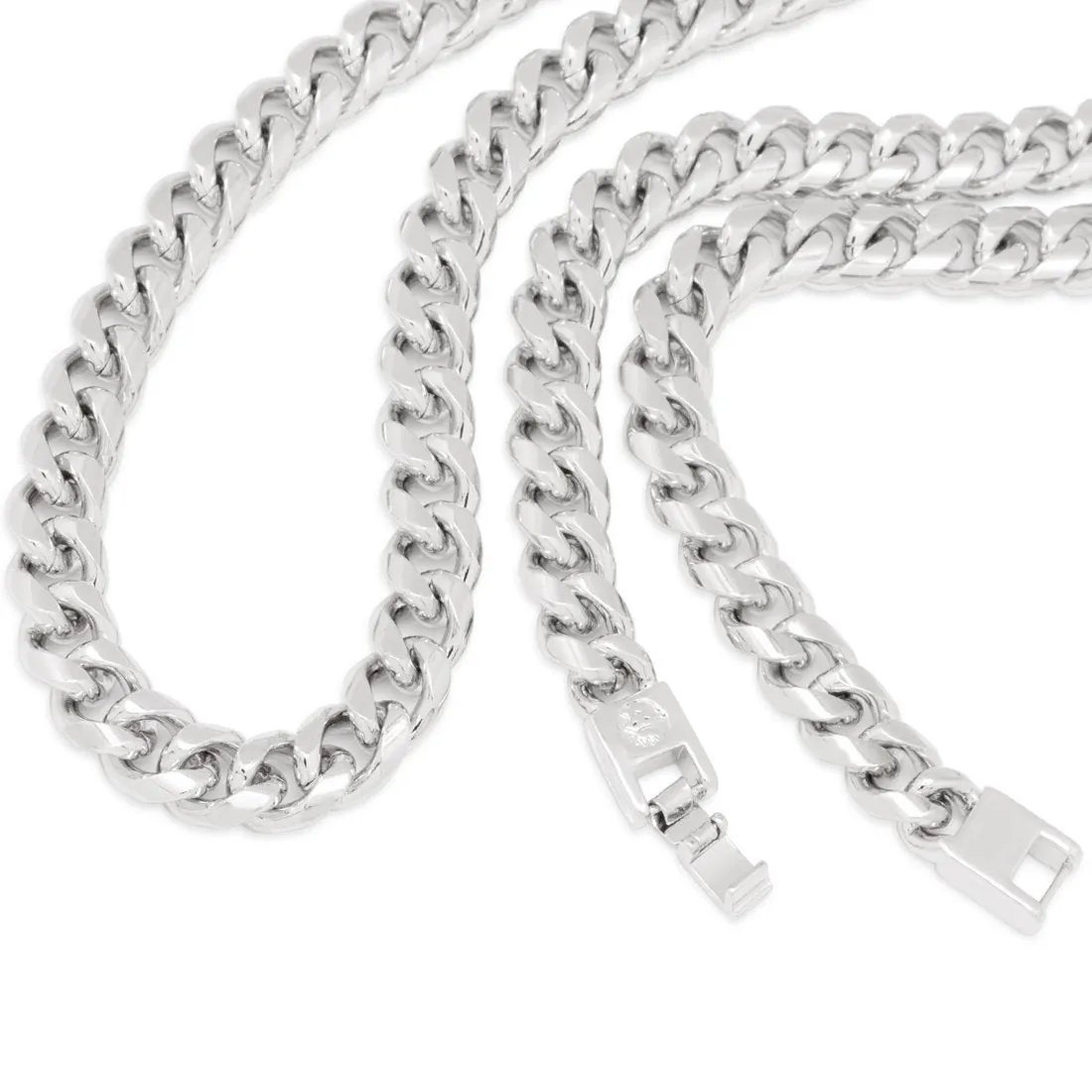 10mm Miami Cuban Link Chain Choker Set