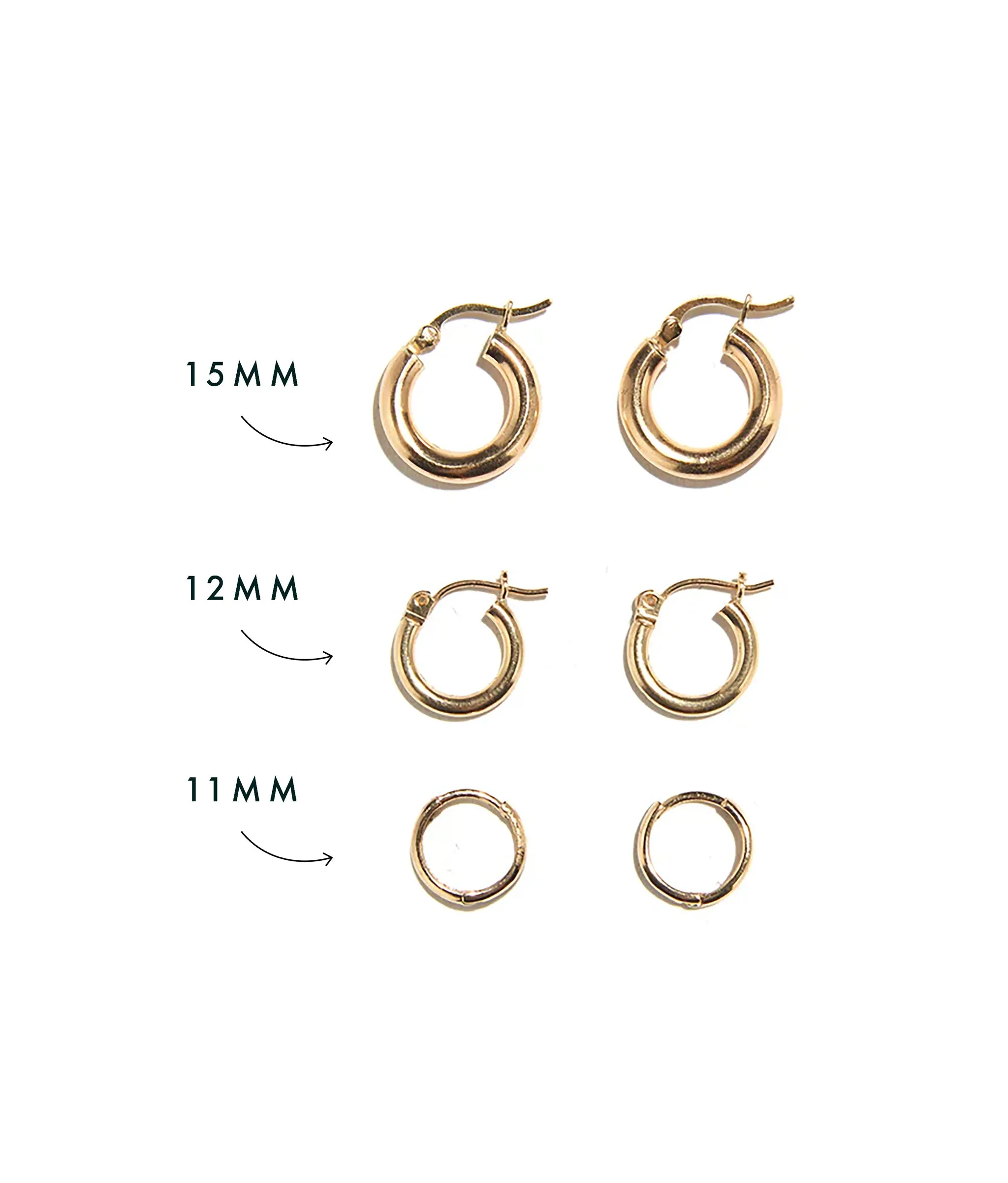 11mm 14k Gold Hoops