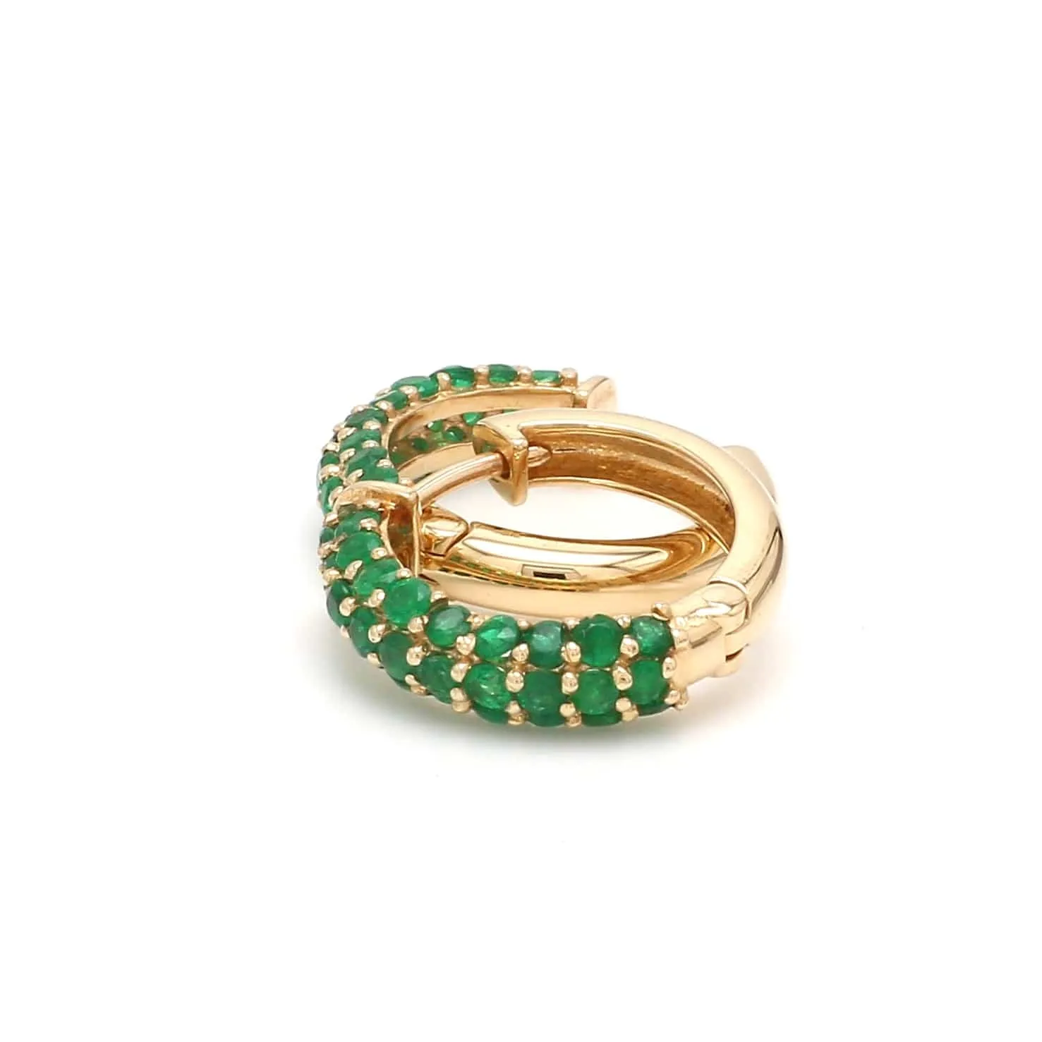 14K & 18K Micro-Pave Emerald Hoop Earrings