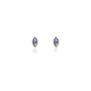 14K Gold Marquise Cut Tiny Stud Earrings