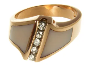 14K Mother of Pearl & Diamond Ring