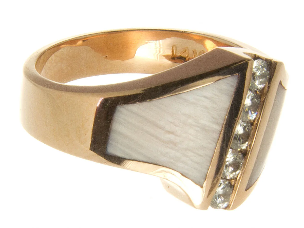 14K Mother of Pearl & Diamond Ring