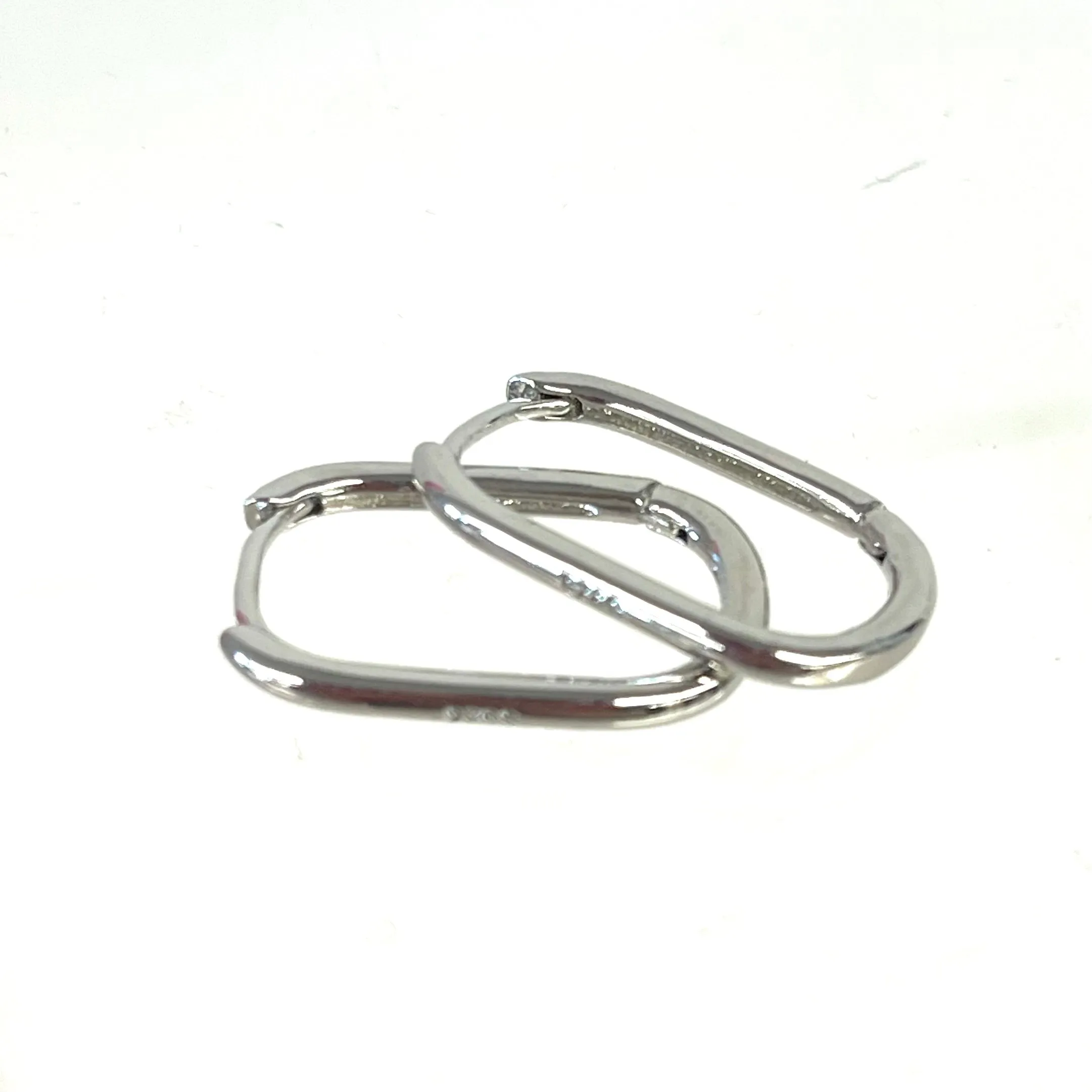 14K Or Sterling Silver Thin Rectangle Hoop Earrings