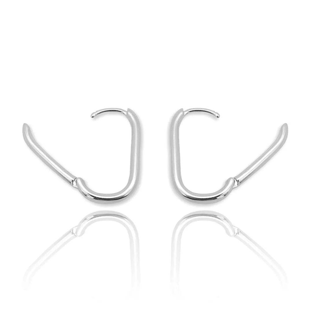 14K Or Sterling Silver Thin Rectangle Hoop Earrings