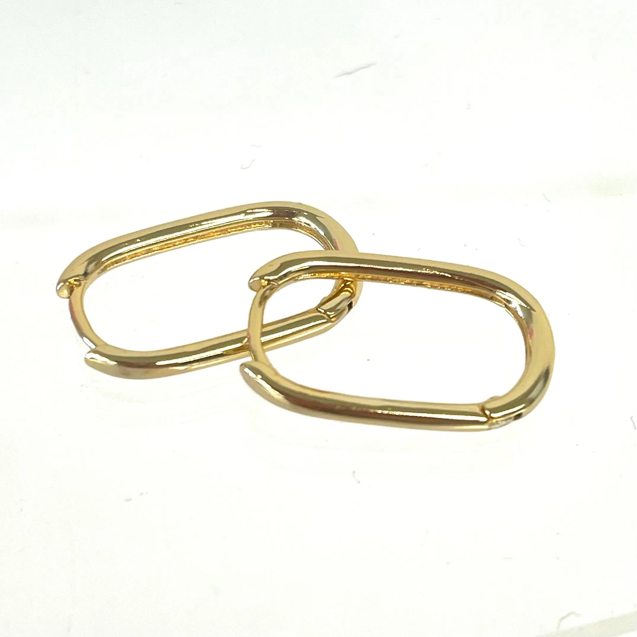 14K Or Sterling Silver Thin Rectangle Hoop Earrings