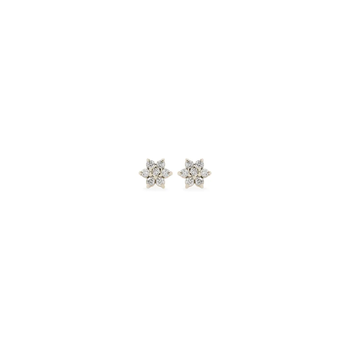 14k Prong Diamond Flower Studs