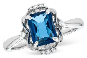 14KT White Gold London Blue Topaz Fancy Ring