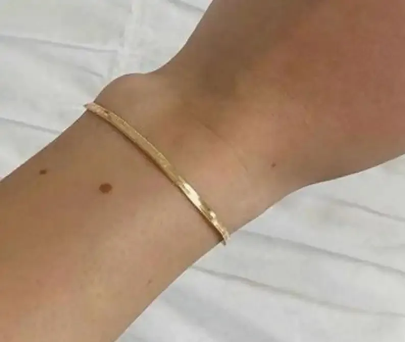 18k Gold Filled Herringbone Bracelet Gift For Women