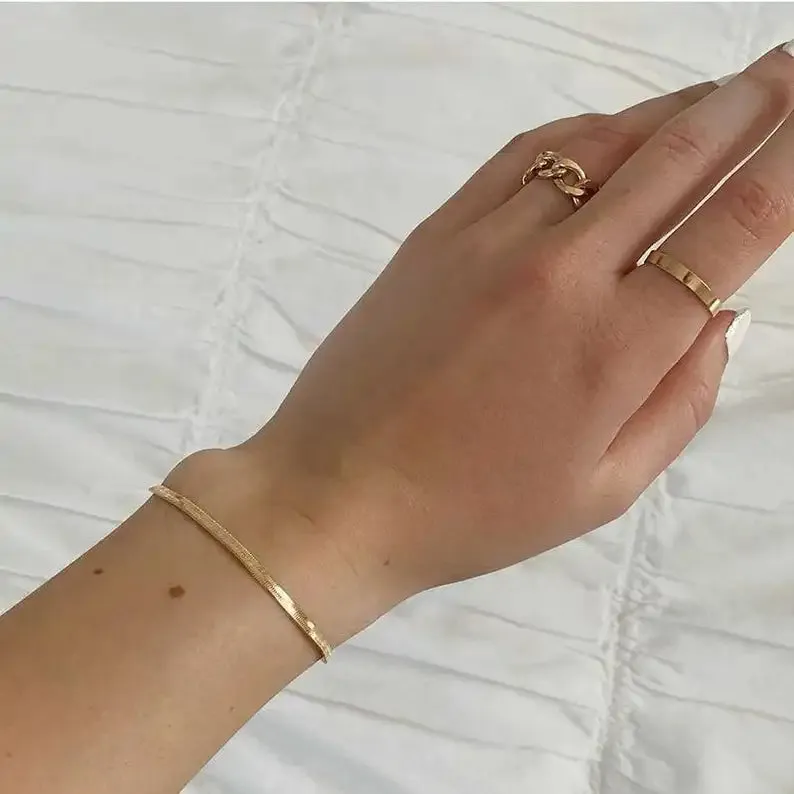 18k Gold Filled Herringbone Bracelet Gift For Women