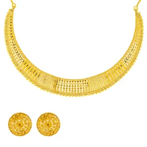 22K Yellow Gold Choker Necklace & Earring Set (32.3 grams)