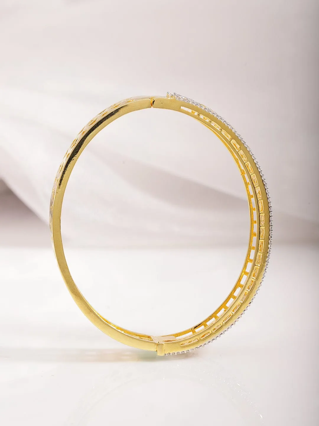 22KT Gold Cubic Zirconia Studded Bangle Style Bracelet