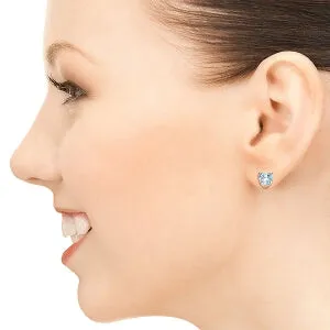 3.25 Carat 14K Solid Rose Gold Divinity Aquamarine Stud Earrings