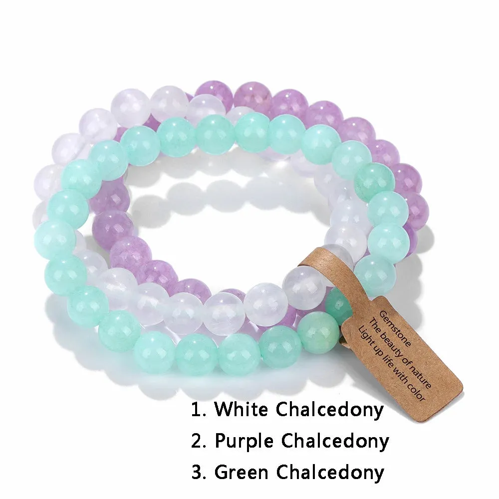 3PCS Natural Stone Bracelet Rose Quartzs Opal Turquoises Amethysts Hematite Jaspers Bracelets for Women Men Gift Jewelry Set