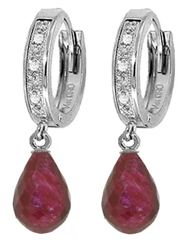 6.64 Carat 14K Solid Yellow Gold Tres Chic Ruby Diamond Earrings