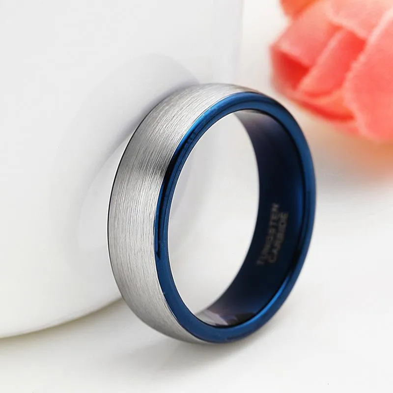 8mm Men's Brushed Silver Tungsten Carbide Ring