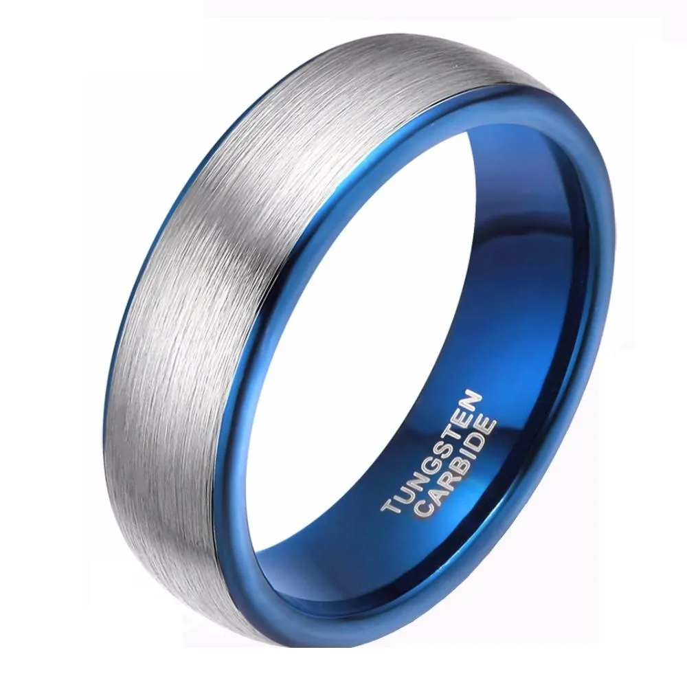 8mm Men's Brushed Silver Tungsten Carbide Ring