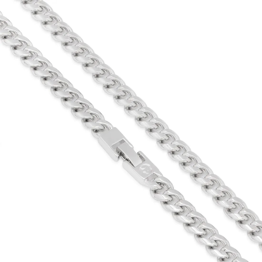 8mm White Gold Miami Cuban Choker Set