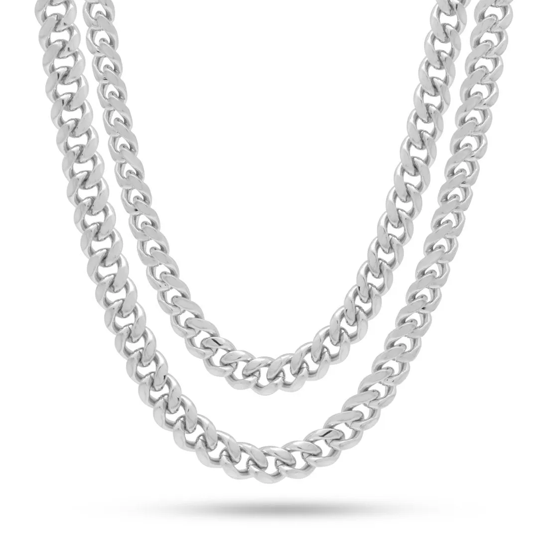 8mm White Gold Miami Cuban Choker Set