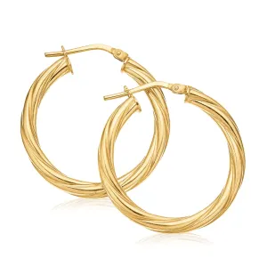 9ct Yellow Gold Silver Filled 20x4mm Twist Hoop Earrings