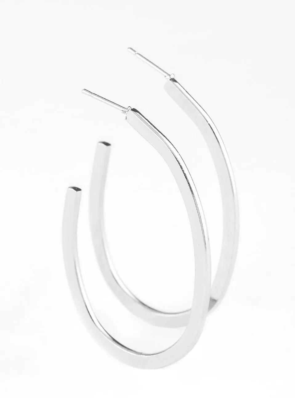 Above The Curve Silver Earrings