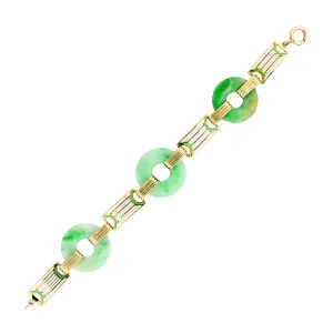 ALLSOPP-STELLER INC Art Deco Jade Circles Enamel Link Bracelet