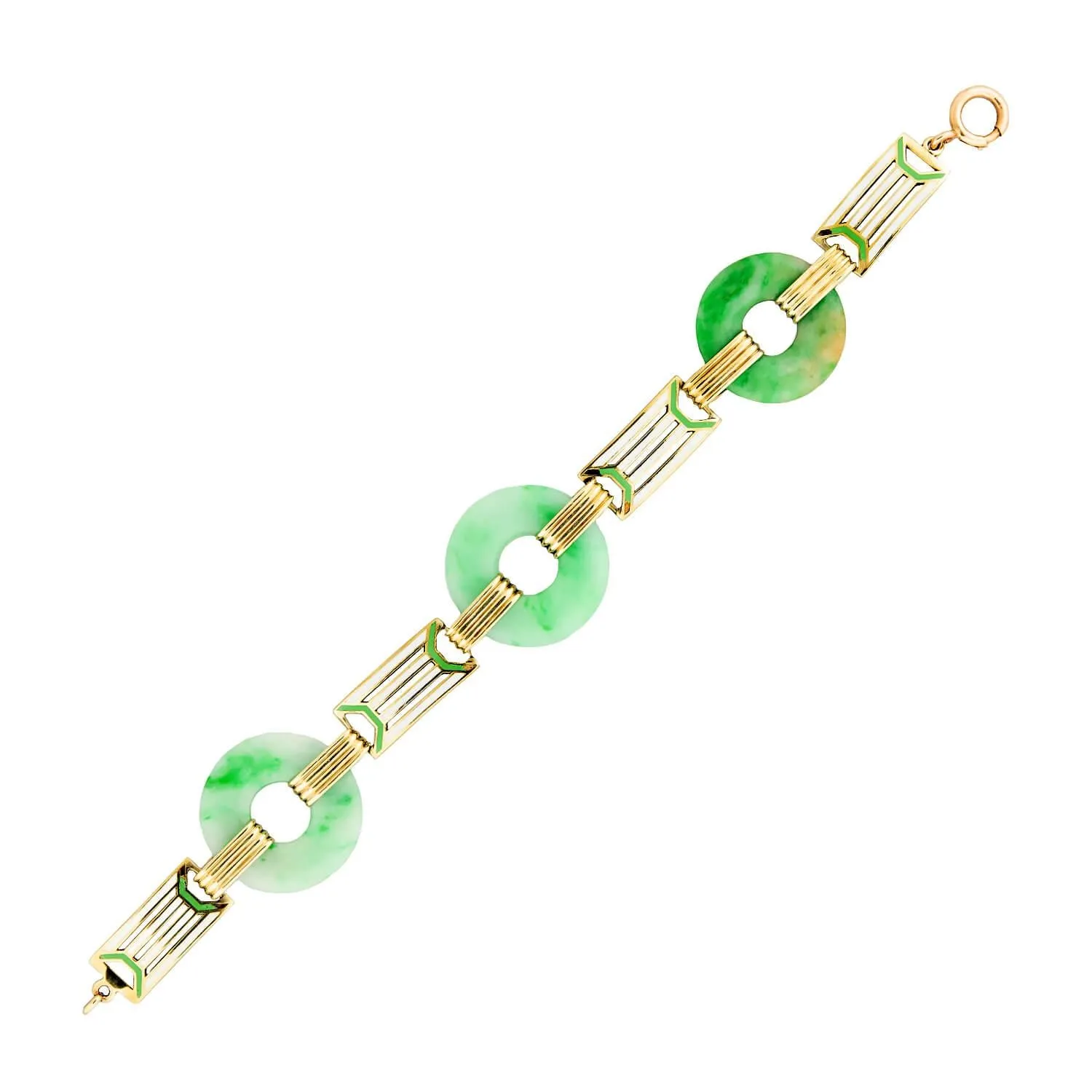 ALLSOPP-STELLER INC Art Deco Jade Circles Enamel Link Bracelet