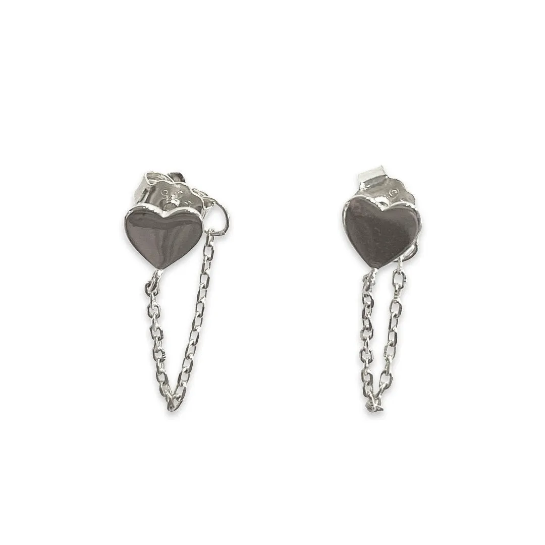 Amore Heart Chain Studs