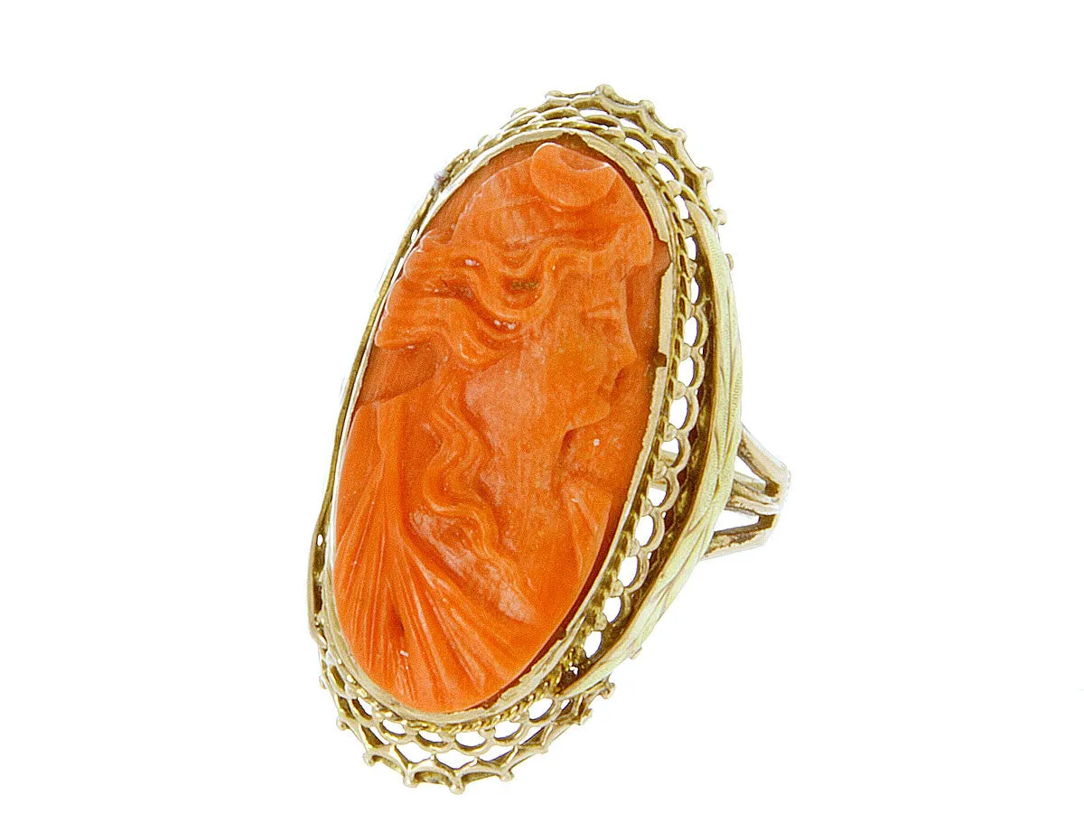 Antique Coral Cameo Ring