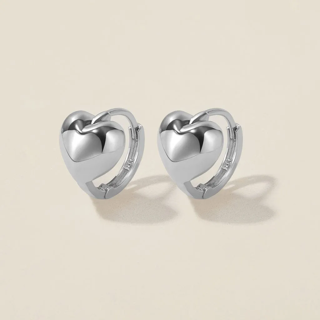 Bae heart midi huggie earrings white gold