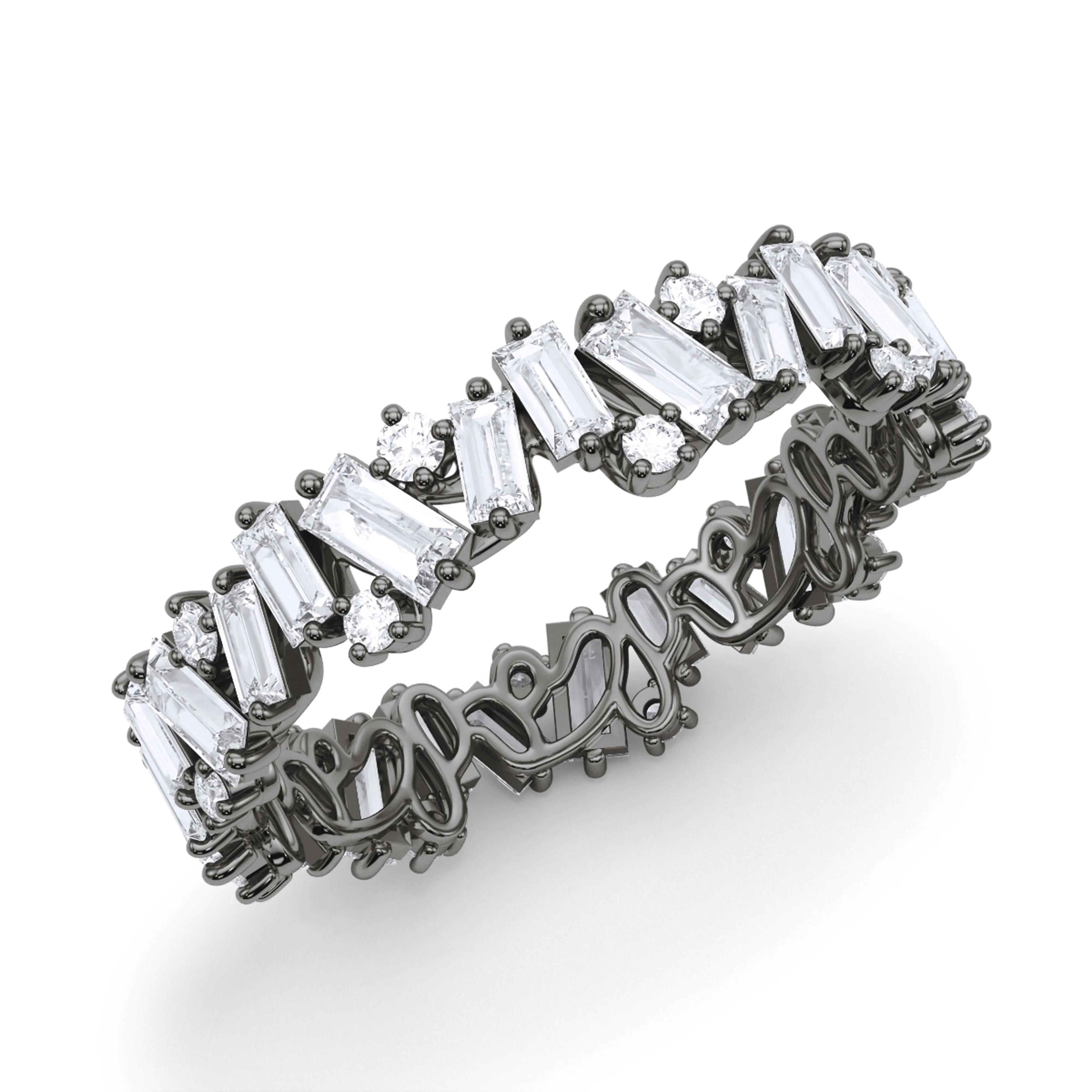 Baguette & Round Brilliant cut eternity band