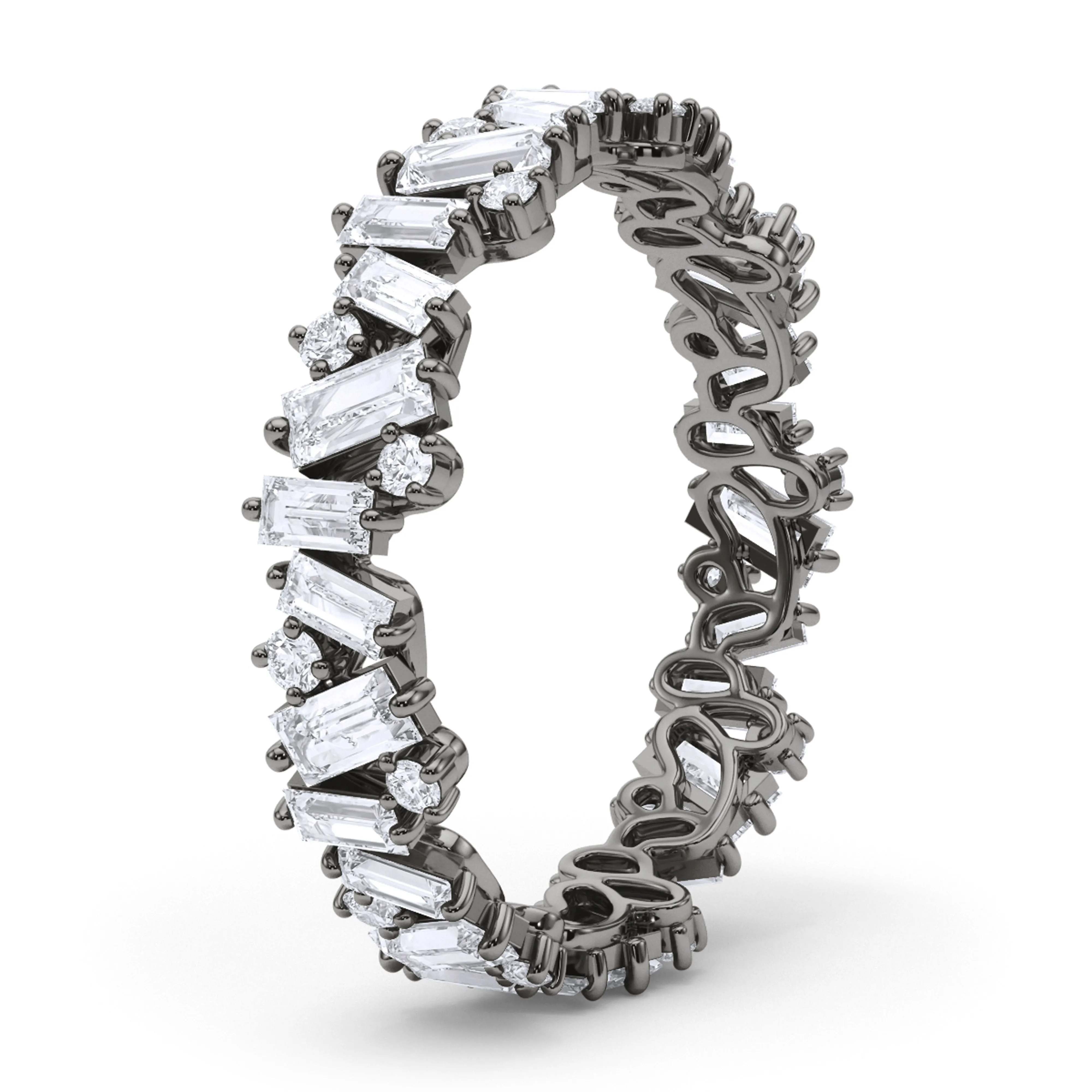 Baguette & Round Brilliant cut eternity band