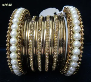 Bangles 8648 Golden Indian Set of Kadra and Bangles