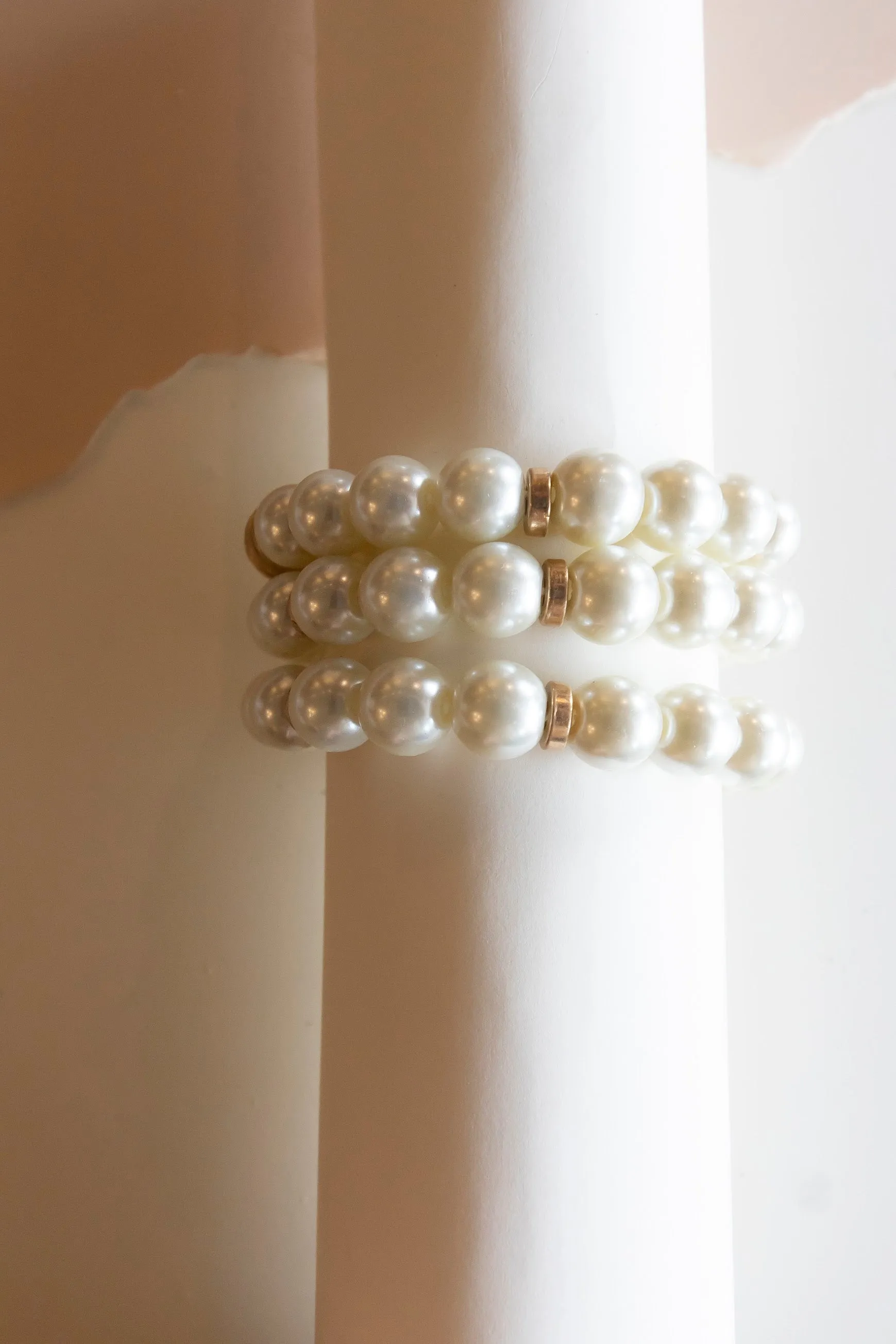 Beth Pearl Bracelet Set | Gun Metal Black and White Pearl Layering Bracelets