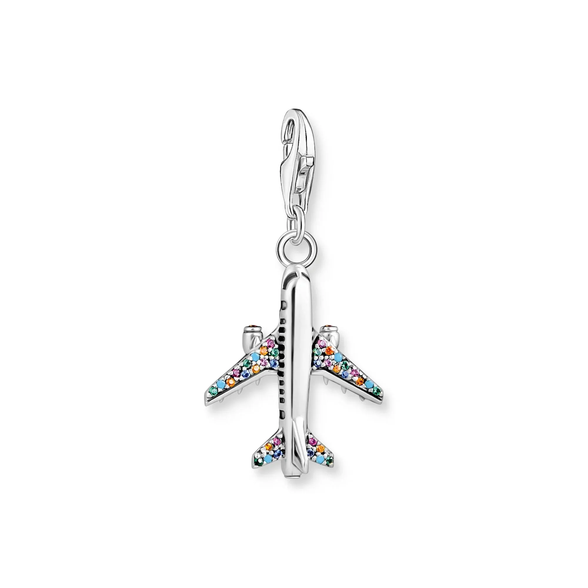 Charm Pendant Aeroplane Multicoloured Stones