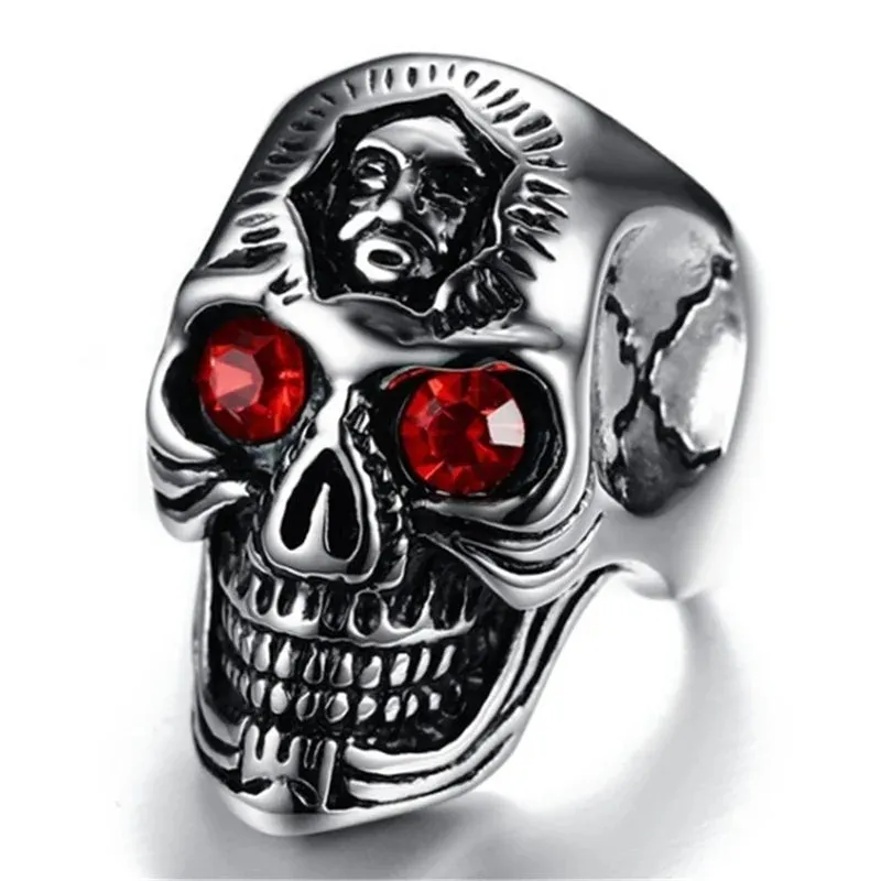 Classic Skeleton Men Rings Skull Red Eyes Accessories Creativity Punk Hip Hop Vintage Jewelry Halloween Gifts