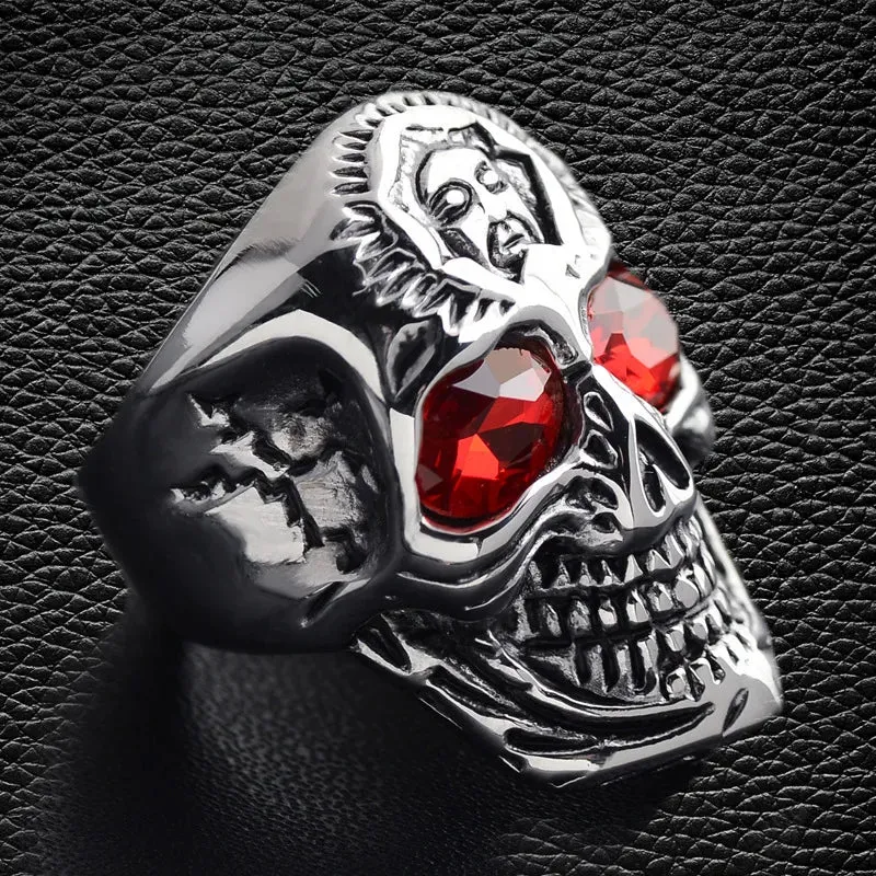 Classic Skeleton Men Rings Skull Red Eyes Accessories Creativity Punk Hip Hop Vintage Jewelry Halloween Gifts