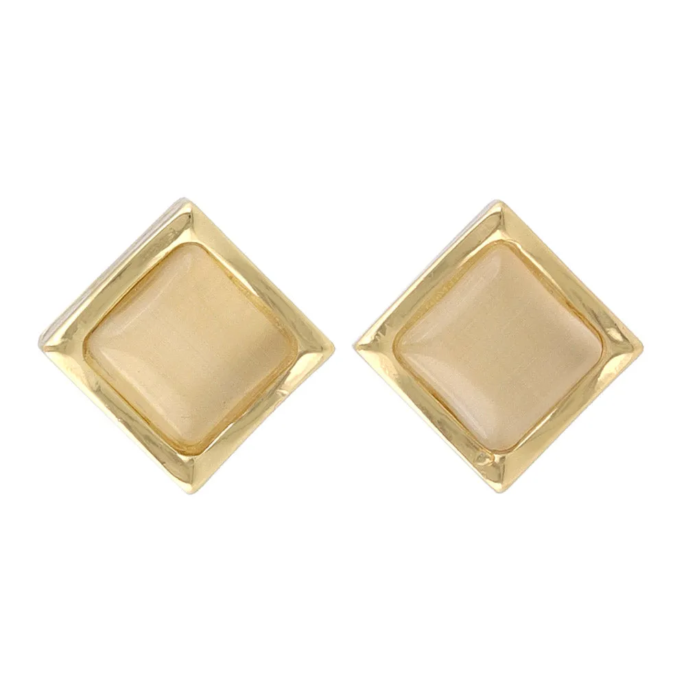 Color Stone Square Studs