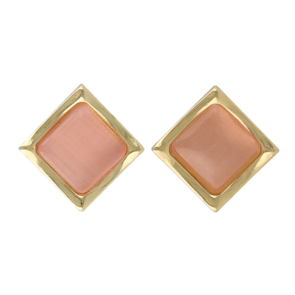 Color Stone Square Studs