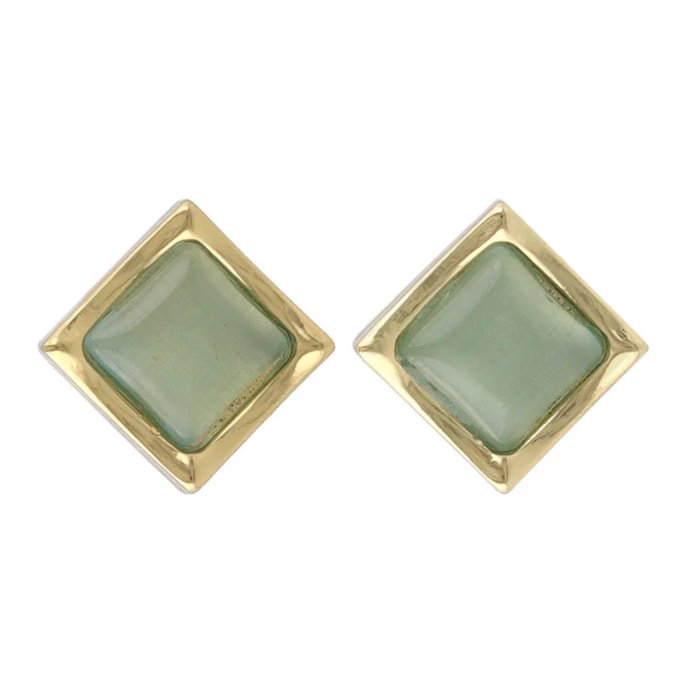 Color Stone Square Studs