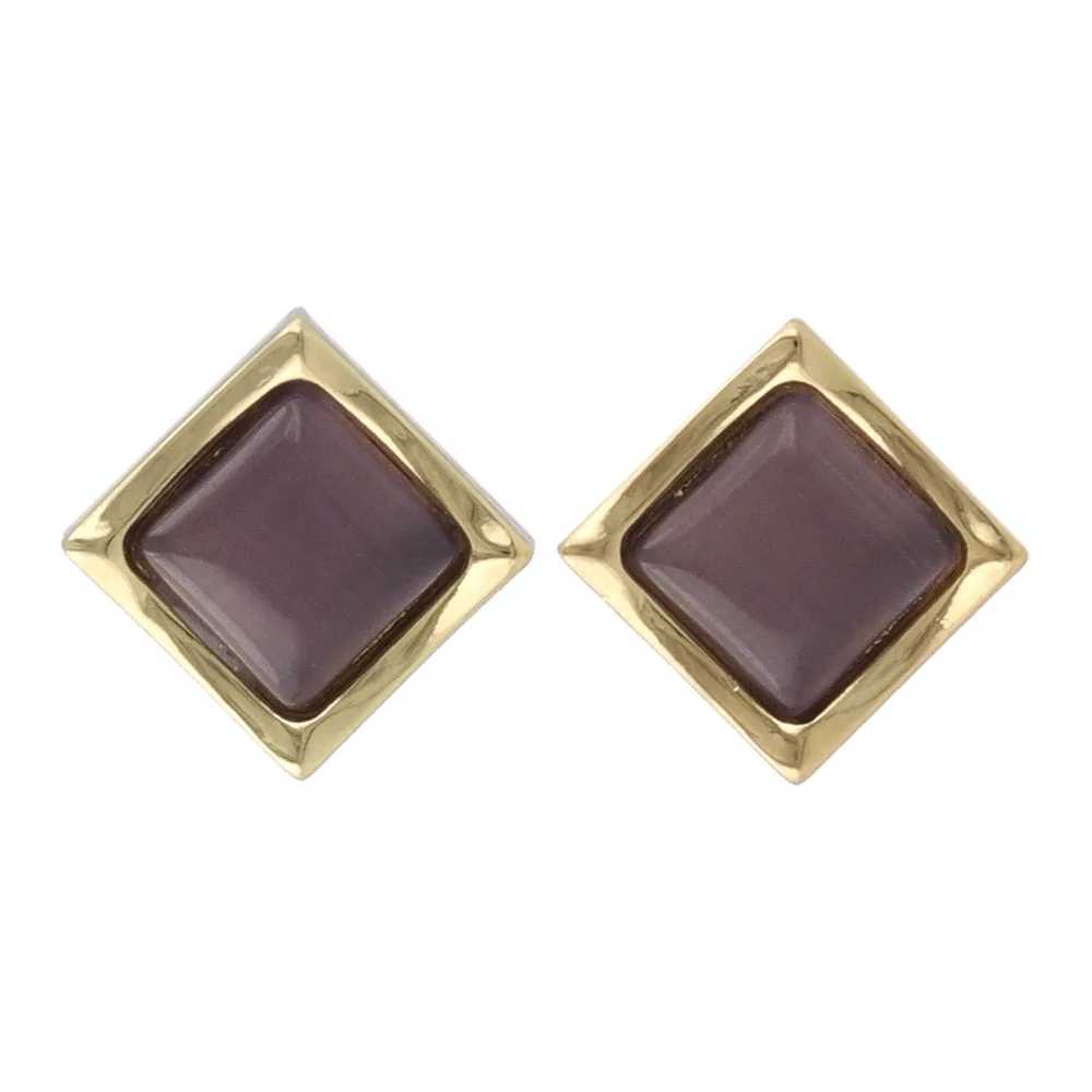 Color Stone Square Studs