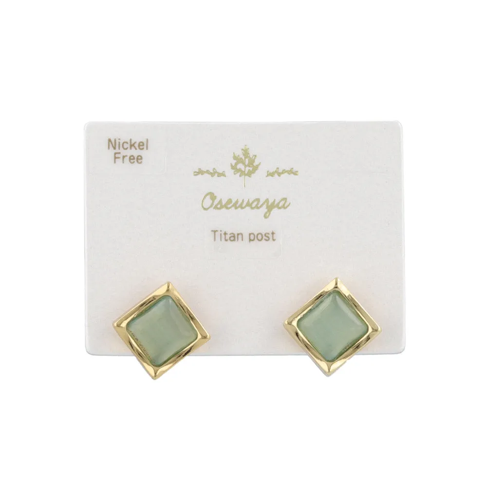 Color Stone Square Studs