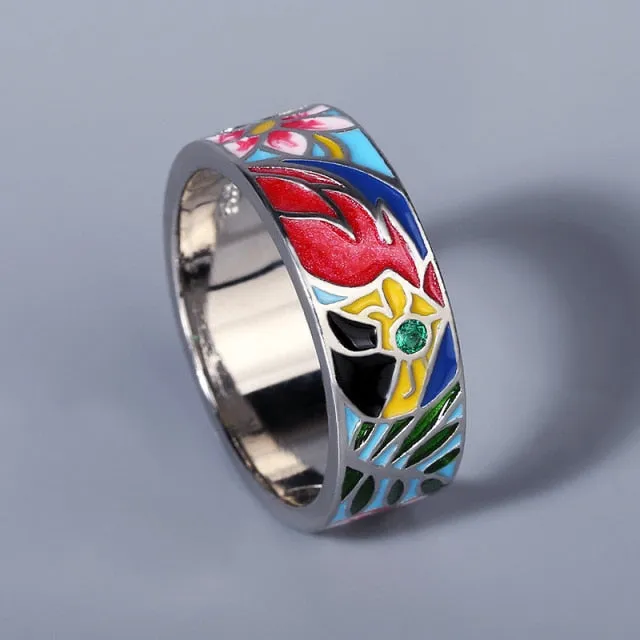 Creative Handmade Enamel Rings for Women in 925 Silver