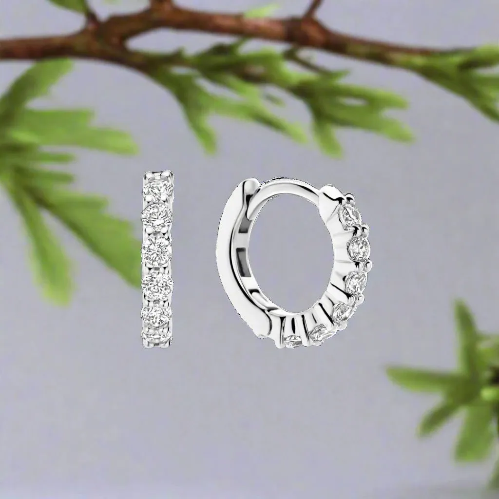 Cubic Zirconia Huggie Hoops