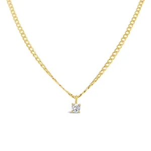 Curb Chain and Floating Diamond Pendant