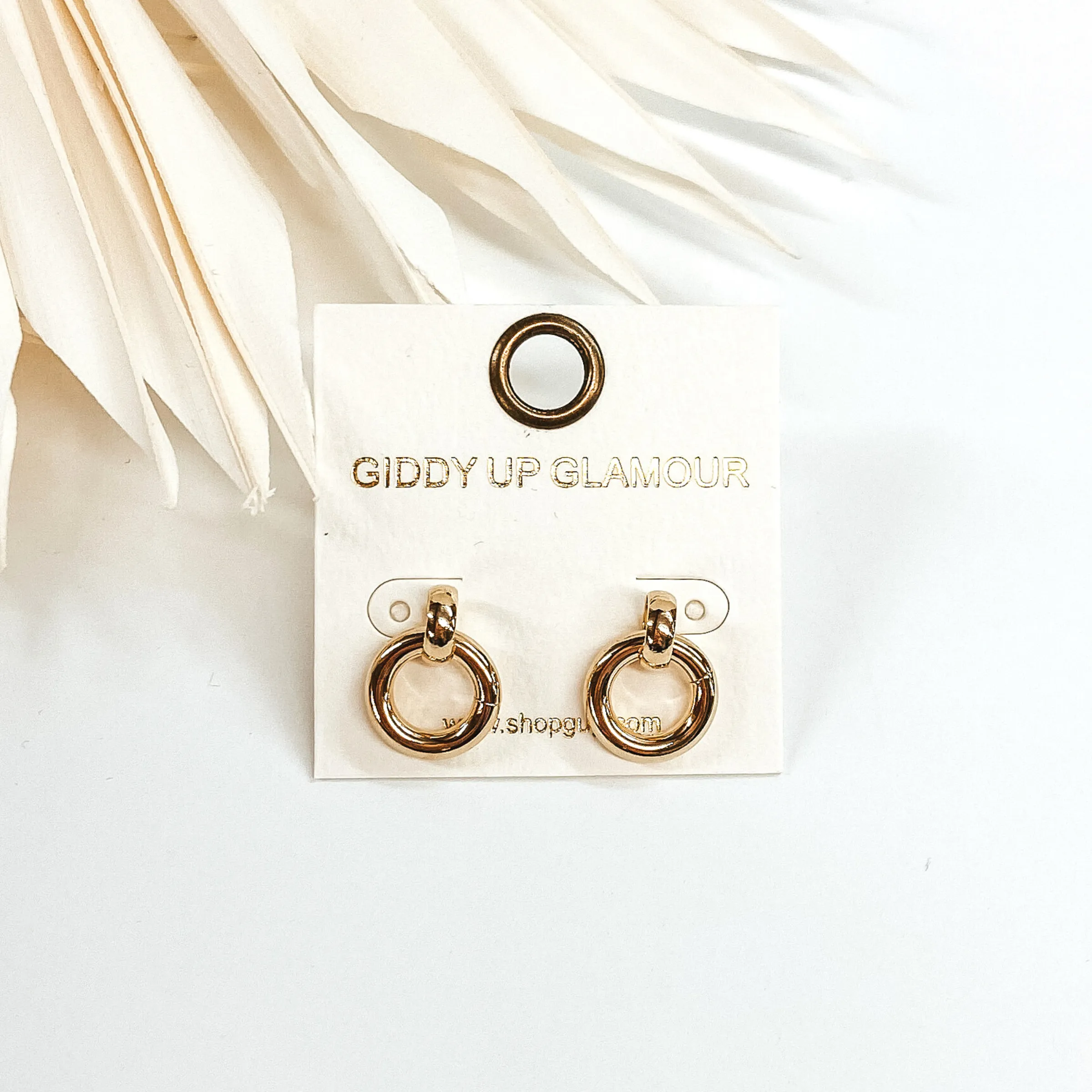 Dainty Drop Circle Earrings in Gold