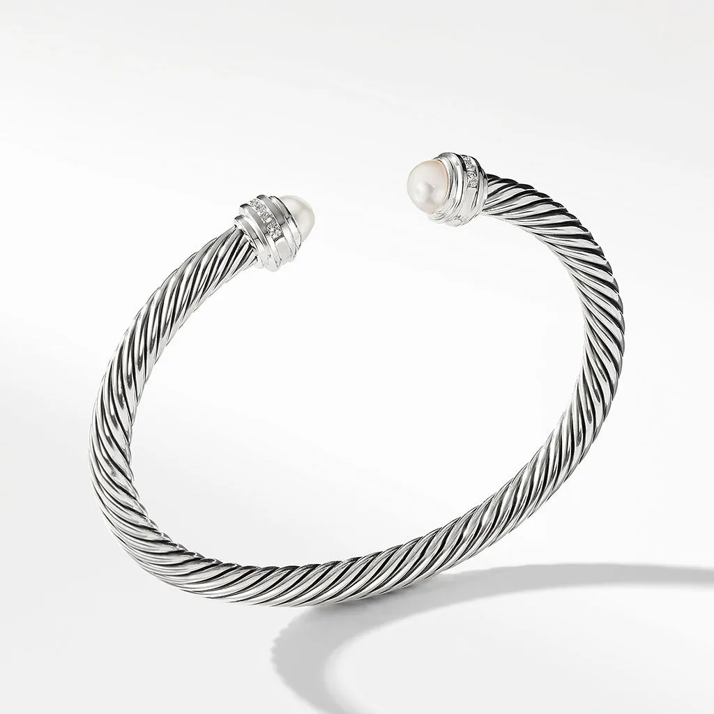 David Yurman Cable Classic Collection Bracelet with Pearls and Diamonds