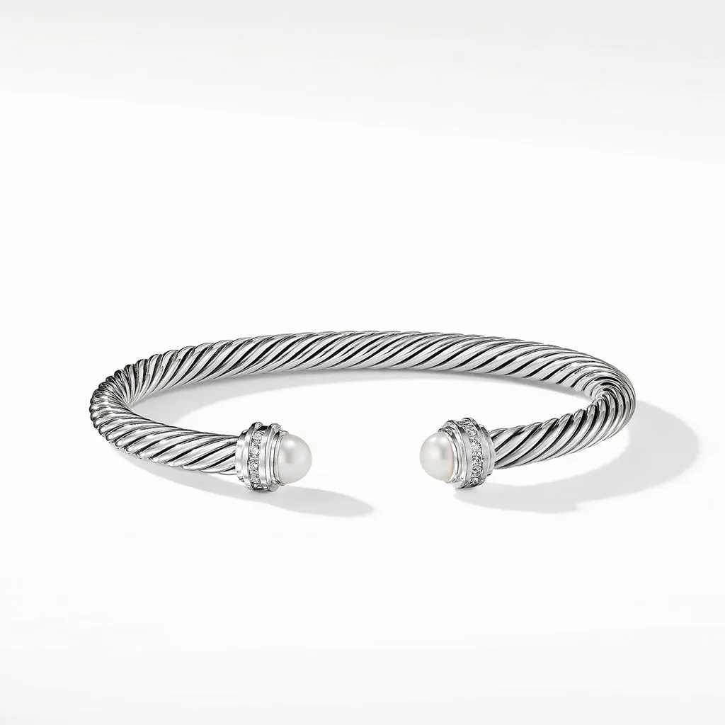 David Yurman Cable Classic Collection Bracelet with Pearls and Diamonds