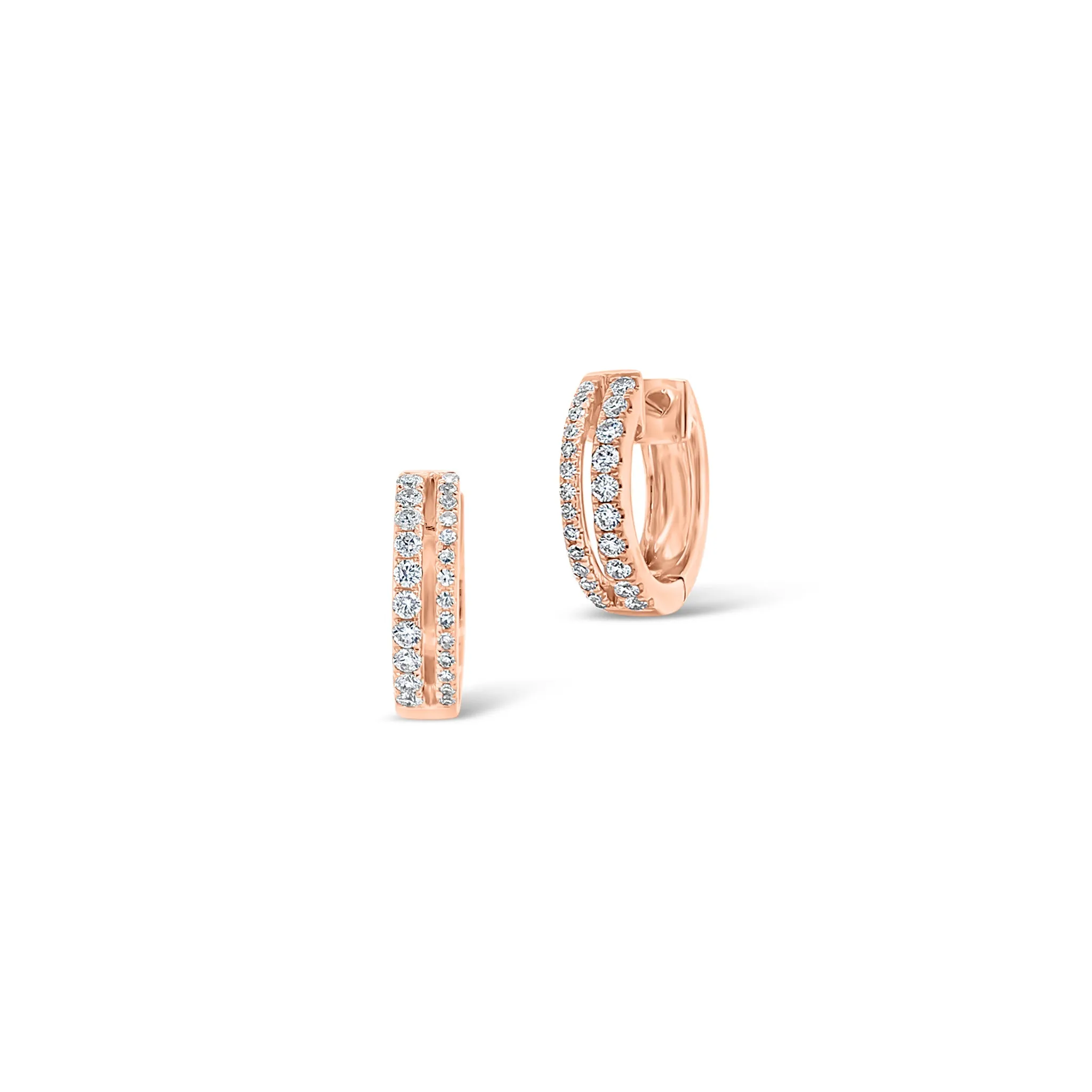 Diamond Double Row Huggie Earrings