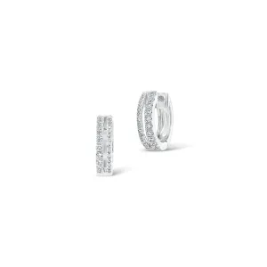 Diamond Double Row Huggie Earrings